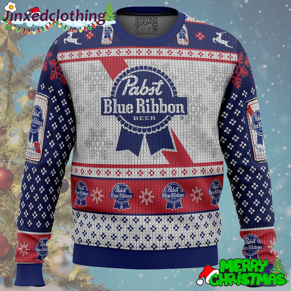 Pabst Blue Ribbon Ugly Christmas Sweater Christmas Funny 